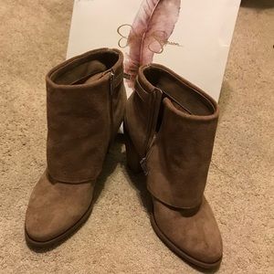 Taupe suede ankle boots
